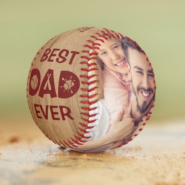 Best Dad Ever Custom Photo Personalized Name Softball (Creator Uploaded)