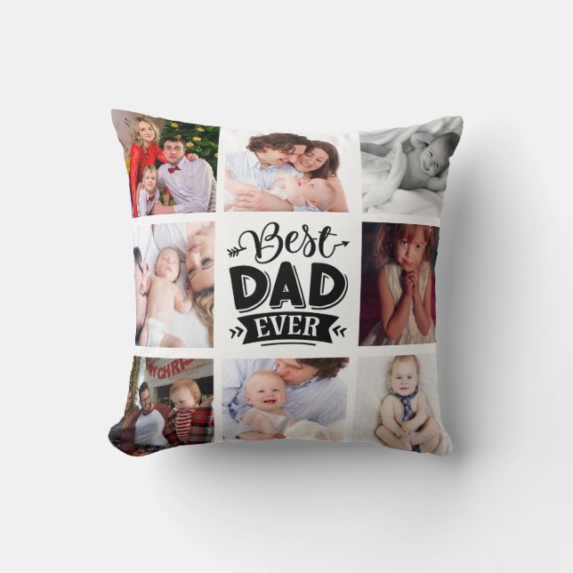 Best Dad Ever Custom Photo Personalized  Throw Pillow (Front)