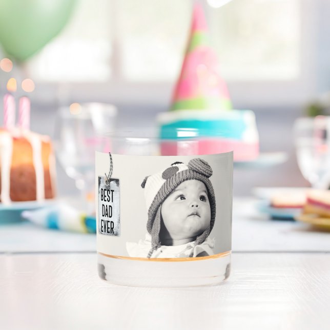 Best Dad Ever Custom Photo Whiskey Glass (Insitu (Birthday))
