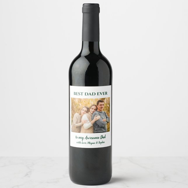 Best Dad Ever Custom Photo Wine Label (Creator Uploaded)