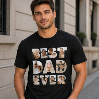 Best Dad Ever Custom Photos Collage Fathers Day T-Shirt