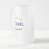 Best Dad Ever Custom Text Gold Stars Personalized Frosted Glass Beer Mug (Front Left)