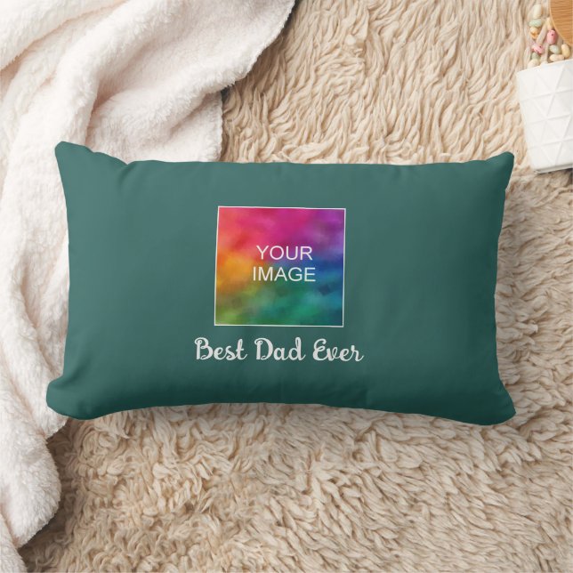 Best Dad Ever Custom Typography Script Template Lumbar Pillow (Blanket)