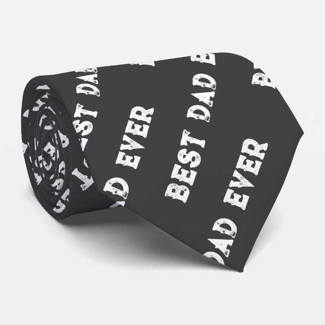 Best Dad Ever Custom Year Monogram Pattern Tie (Rolled)
