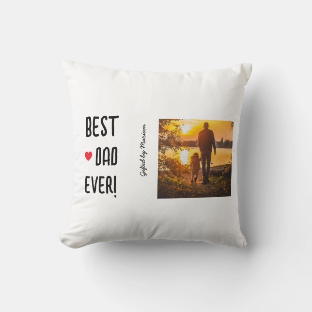 Best Dad Ever Customizable Name Throw Pillow (Front)