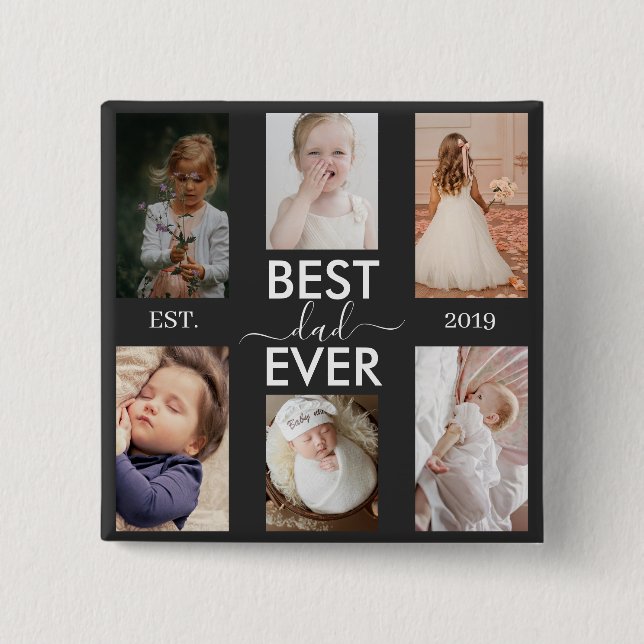 Best Dad Ever Customizable year and images 2 Inch Square Button (Front)