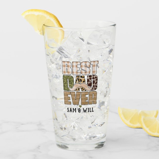 Best Dad Ever | Cute | Chequered Pattern Glass (Front Ice)