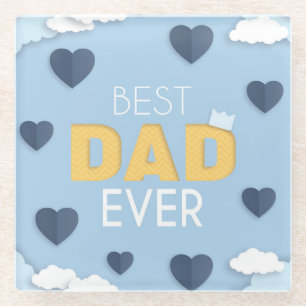 Best Dad Ever Cute Father's Day  Glass Coaster