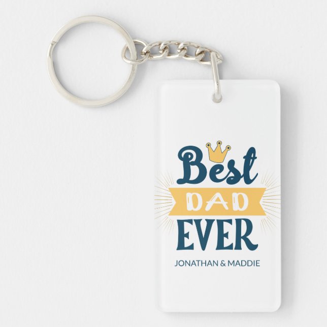 Best Dad Ever Cute Modern Simple Father's Day Keychain (Front)