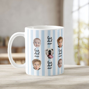 Best Dad Ever Cute Stripes Baby 3 Face Photo Coffee Mug