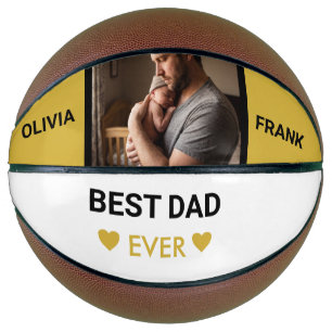 Best Dad Ever Dad And Baby Photo Gold Father's day Basketball