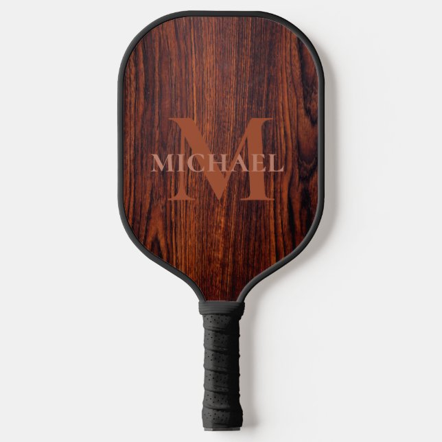 Best Dad Ever Dark Mahogany wood grain  Pickleball Paddle (Front)