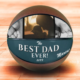 Best Dad Ever Dark Turquoise Father`s Day 3 Photo Basketball