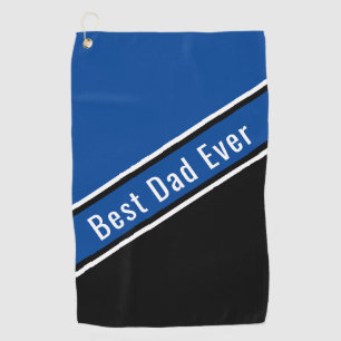 Best Dad Ever Deep Blue Black Diagonal Stripe Golf Towel