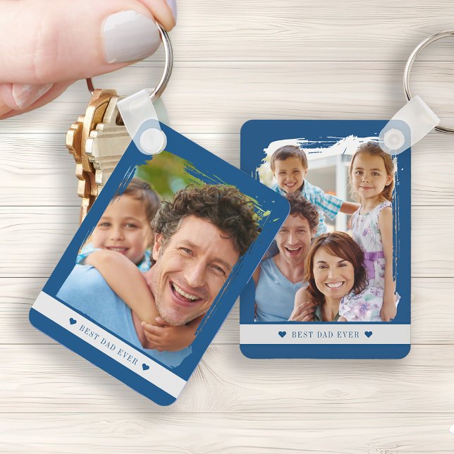 Best dad ever double sided two photo keychain (Creator Uploaded)