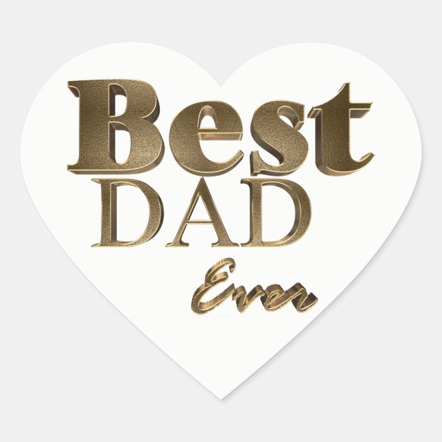 Best Dad Ever Elegant Golden Text Gold Typography Heart Sticker (Front)