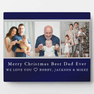 Best Dad Ever Elegant Script 3 Photo Collage  Plaque