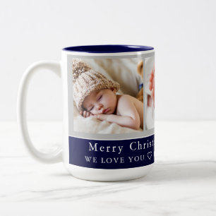 Best Dad Ever Elegant Script 3 Photo Collage  Two-Tone Coffee Mug