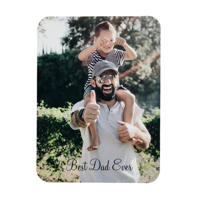 Best Dad Ever Elegant Script Photo Magnet (Vertical)