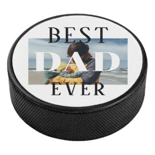 Best Dad Ever Family Kids Father Photo Hockey Puck