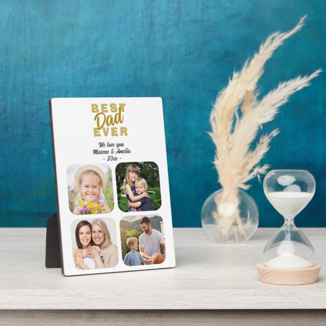 Best Dad Ever Father 4 Family Photo Plaque (Side)