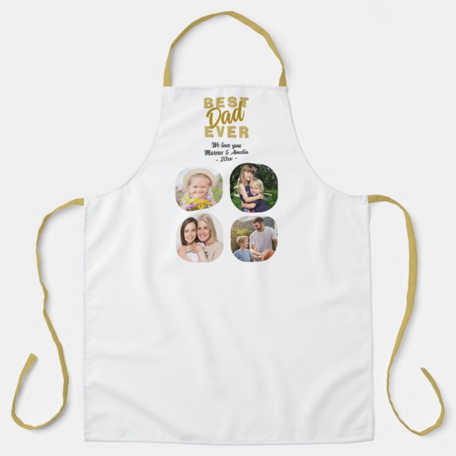 Best Dad Ever Father 4 Family Photos Apron (Front)