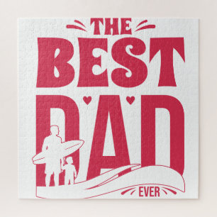 Best Dad Ever – Father & Child Surfing Silhouette Jigsaw Puzzle