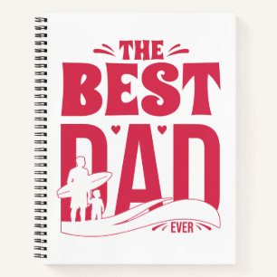 Best Dad Ever – Father & Child Surfing Silhouette Notebook