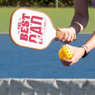 Best Dad Ever – Father & Child Surfing Silhouette Pickleball Paddle
