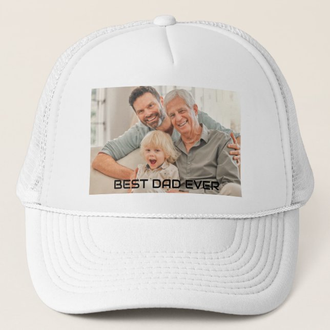 Best Dad Ever Father Family Photos Daddy Trucker Hat (Front)