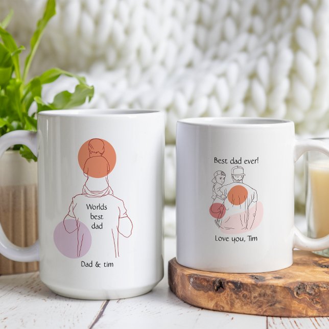 Best Dad Ever Father Holding Son Line Art Coffee Mug (Creator Uploaded)
