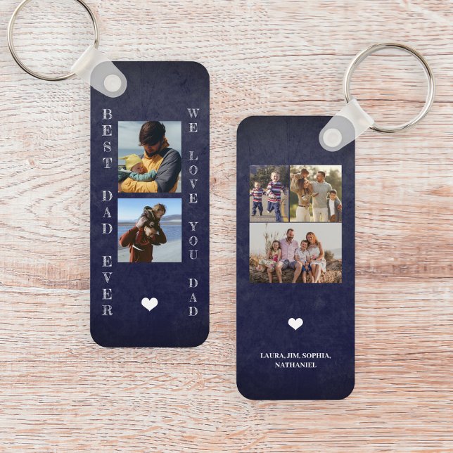 Best dad ever father personalized 5 photo collage keychain (Creator Uploaded)