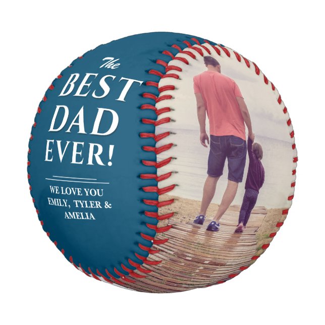 Best Dad Ever Father`s Day 2 Photo Collage Baseball (Angled)