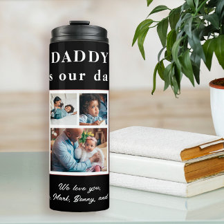 Best Dad Ever Father`s Day 5 photo collage Thermal Tumbler