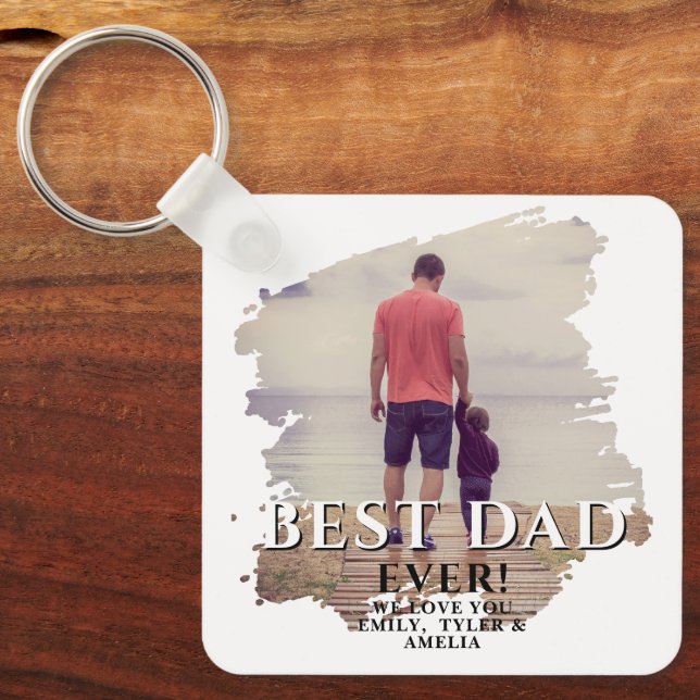 Best Dad Ever Father`s Day Full Photo Keychain (Front)