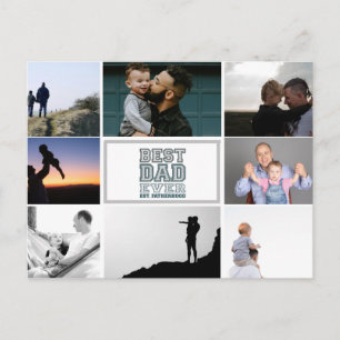 Best Dad Ever Fatherhood Photo Collage Design Postcard