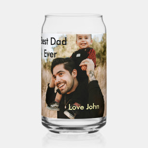 Best dad ever father's dad gift photo name simple can glass