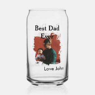Best dad ever father's dad gift photo name simple  can glass