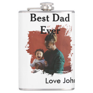Best dad ever father's dad gift photo name simple  hip flask