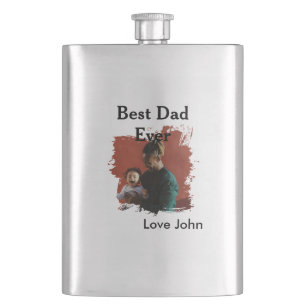 Best dad ever father's dad gift photo name simple  hip flask