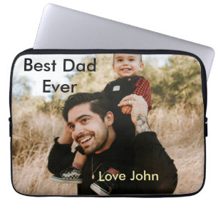 Best dad ever father's dad gift photo name simple  laptop sleeve