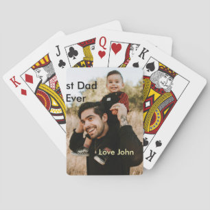 Best dad ever father's dad gift photo name simple  playing cards