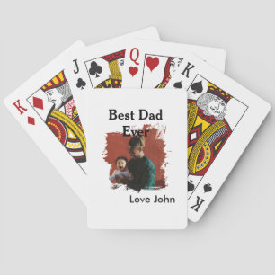 Best dad ever father's dad gift photo name simple  playing cards