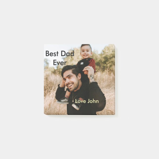 Best dad ever father's dad gift photo name simple  post-it notes (Front)