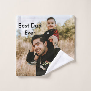 Best dad ever father's dad gift photo name simple  wash cloth