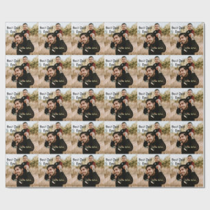 Best dad ever father's dad gift photo name simple  wrapping paper