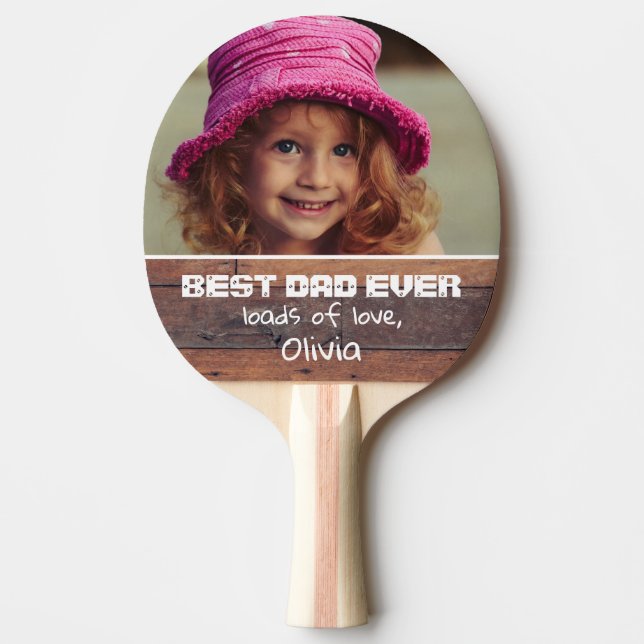Best Dad Ever Father's Day 2021 Brown Wood Photo Ping Pong Paddle (Front)