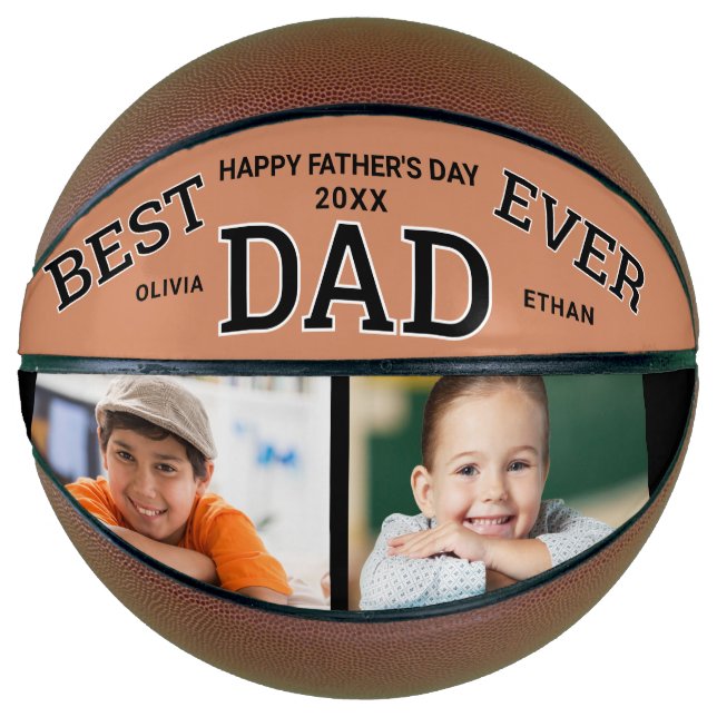 Best Dad Ever Father's Day 2 Photo Personalized Basketball (Front)