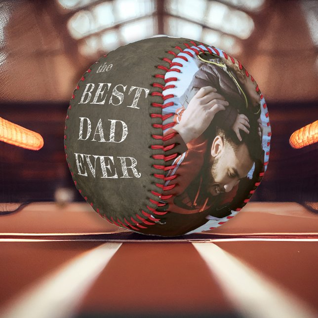 Best dad ever Fathers Day 2 photos rustic Baseball (Creator Uploaded)