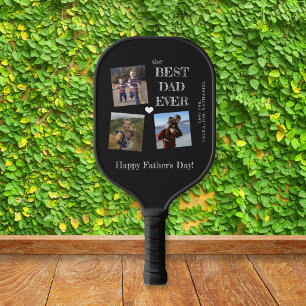 Best Dad Ever Father's Day 3 photo collage Pickleball Paddle